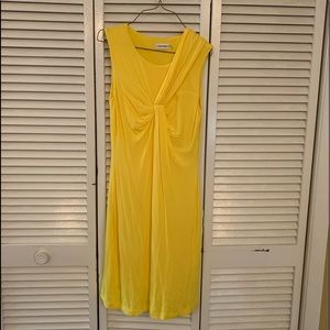 CALVIN KLEIN Yellow Stretch Body Con Sheath Jersey Dress size 4 EXCELLENT